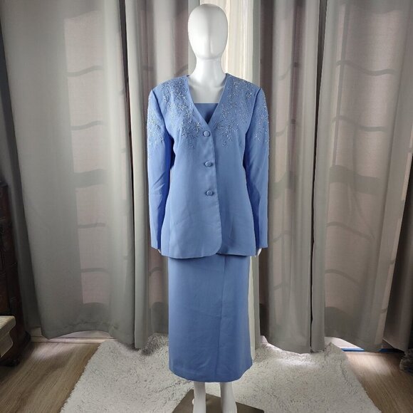 Maxie Klein Dresses & Skirts - Maxie Klein Collections Blue, Lavender 2 Pc Suit Skirt & Jacket Size 12